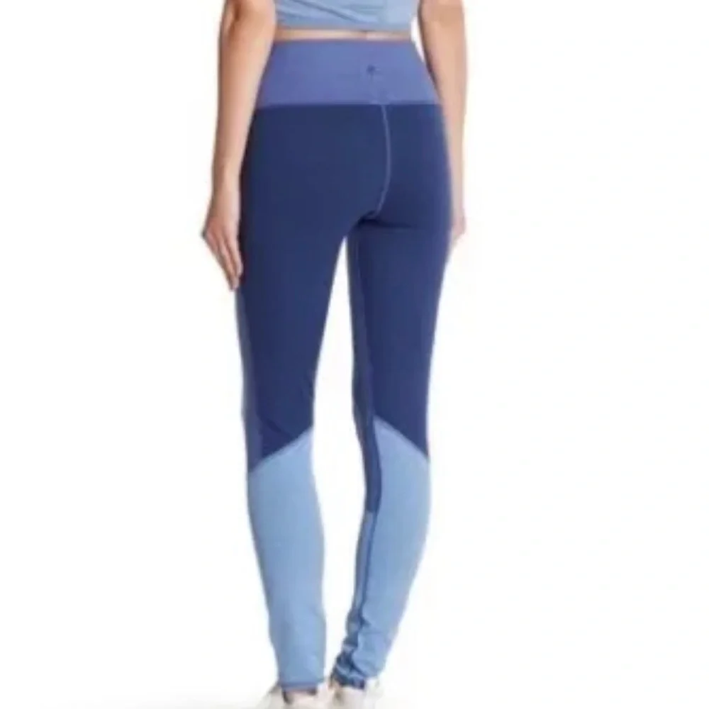 Small Splendid Colorblock Leggings Blue Workout Yoga Gym Pants EUC Full Length.
